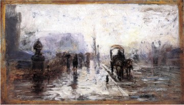  callejera Obras - Escena callejera con carruaje paisajes impresionistas de Indiana Theodore Clement Steele